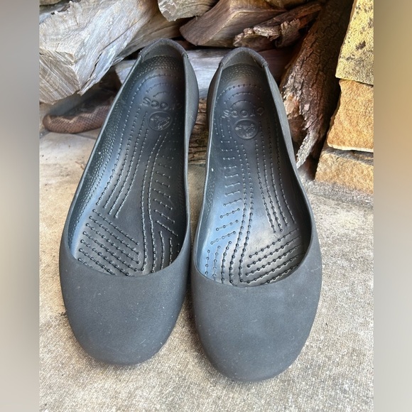 Crocs Mary Jane ballet rubber black matte closed toe flat shoes Sz-10. C - Picture 5 of 9